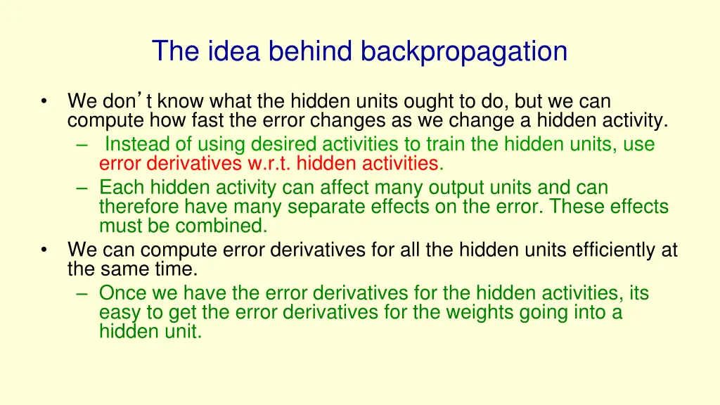 the idea behind backpropagation