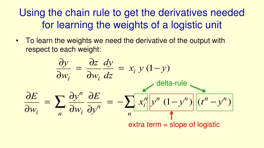 using the chain rule to get the derivatives