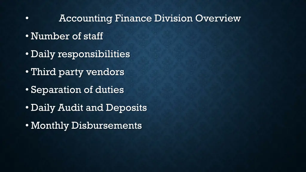 accounting finance division overview