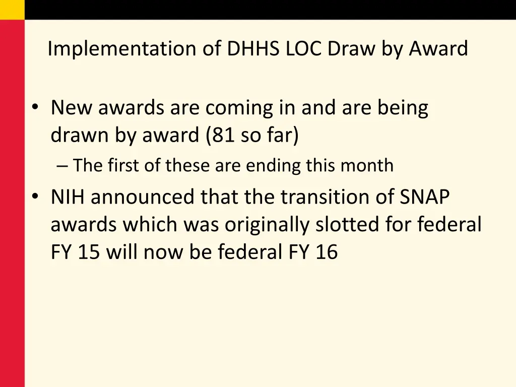 implementation of dhhs loc draw by award