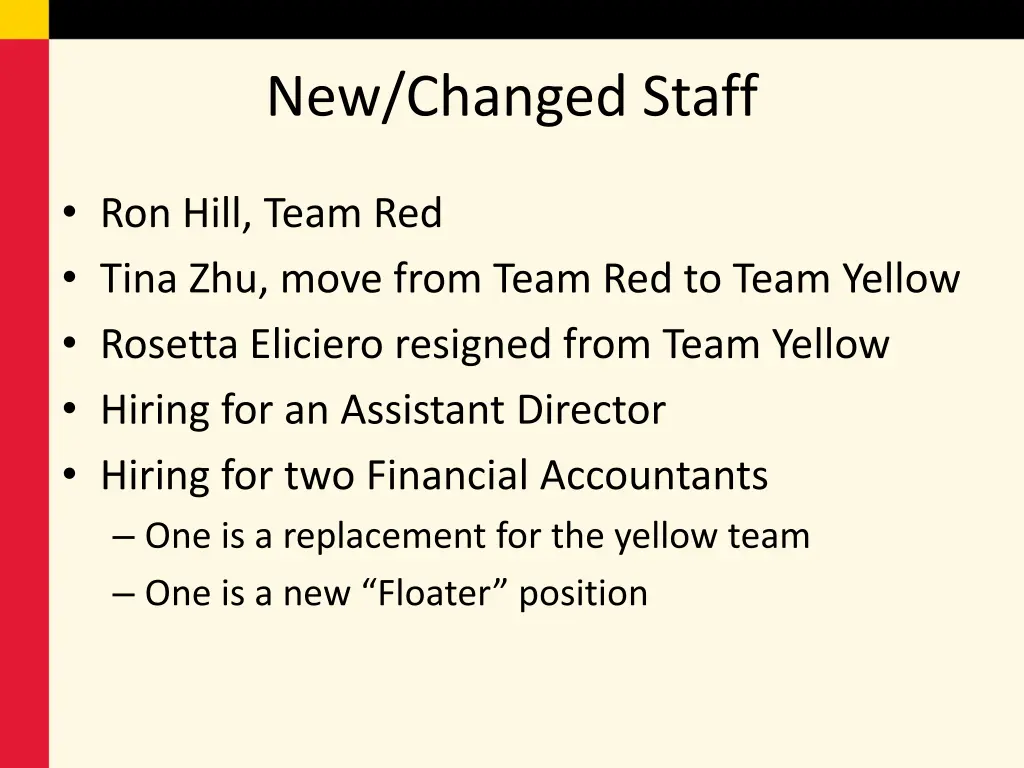 new changed staff