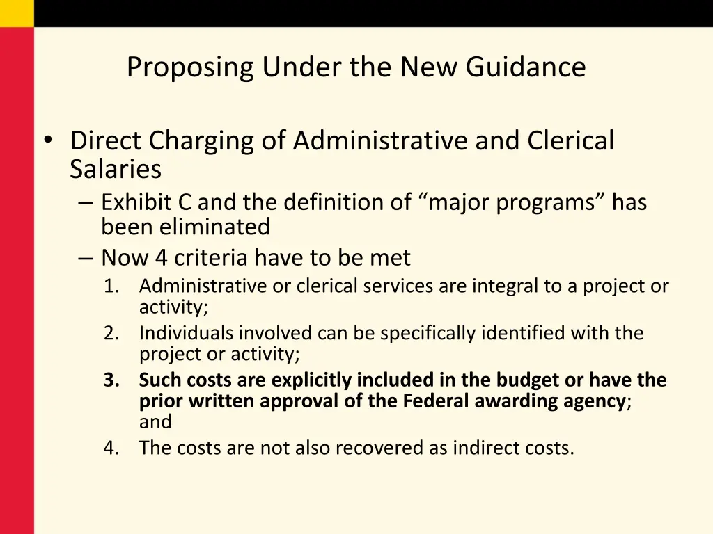 proposing under the new guidance