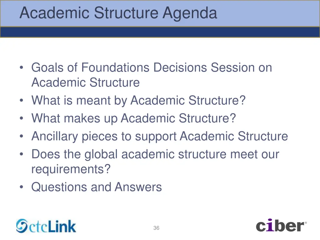 academic structure agenda