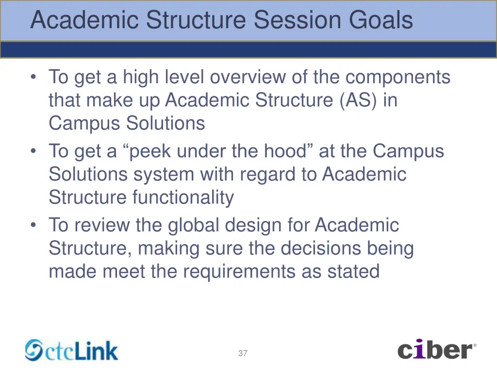 academic structure session goals