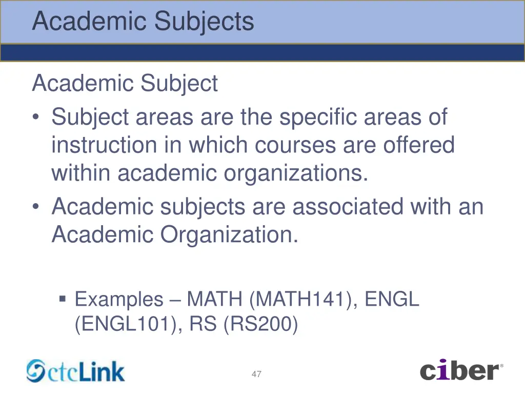 academic subjects