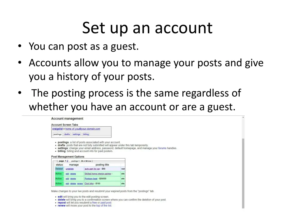 set up an account you can post as a guest