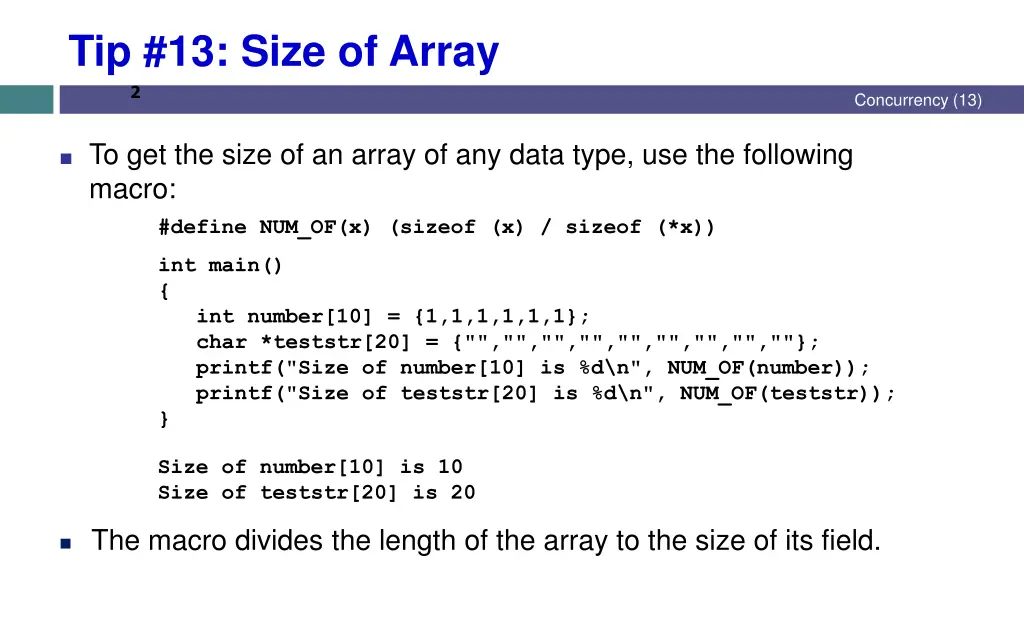 tip 13 size of array 2