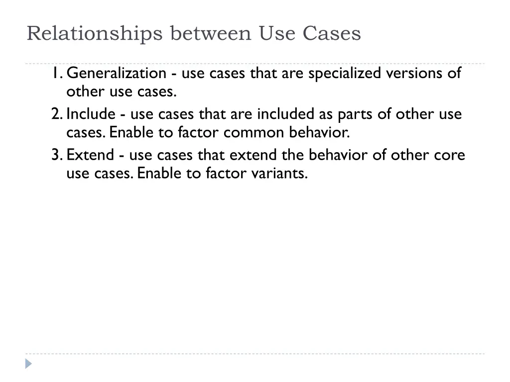 relationships between use cases