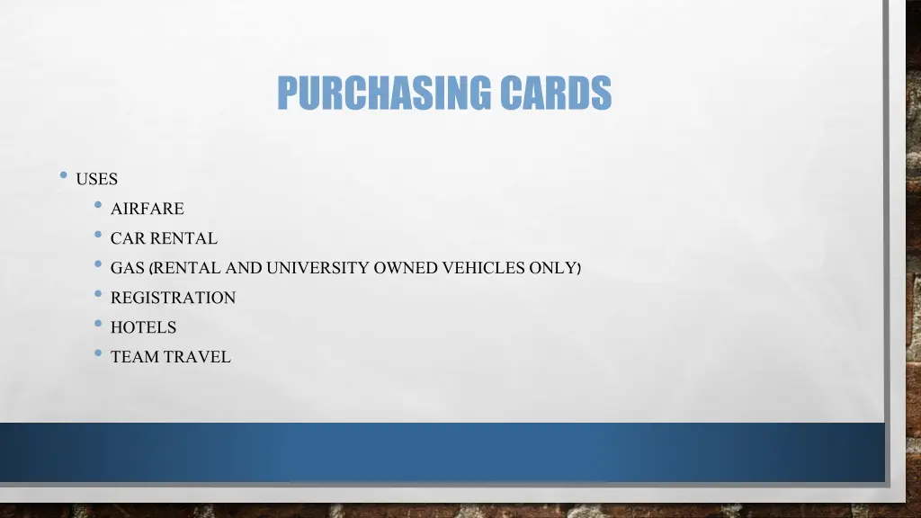 purchasing cards