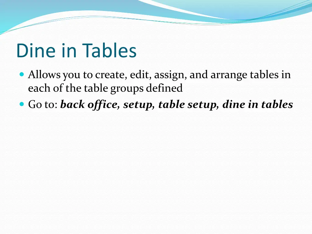 dine in tables