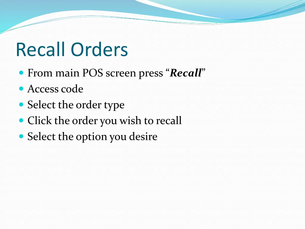 recall orders