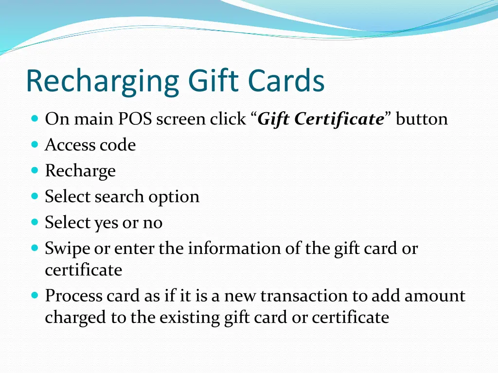 recharging gift cards