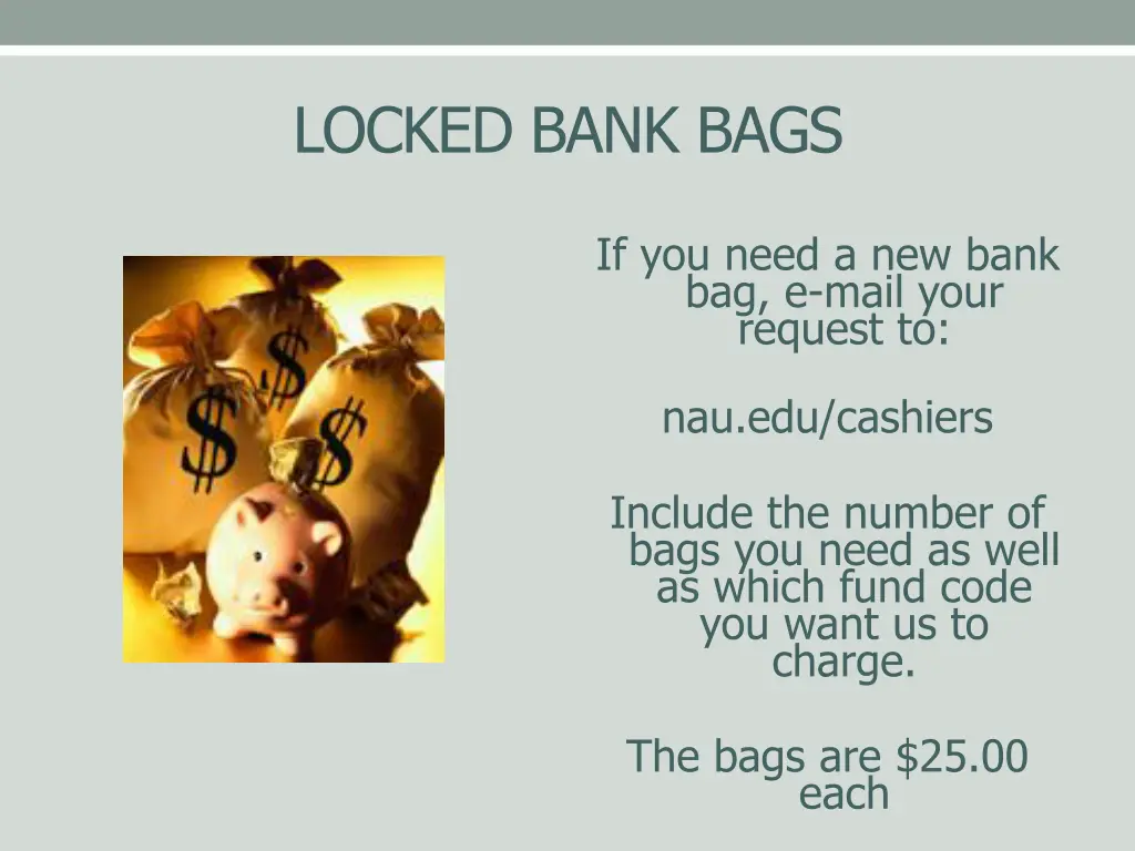 locked bank bags