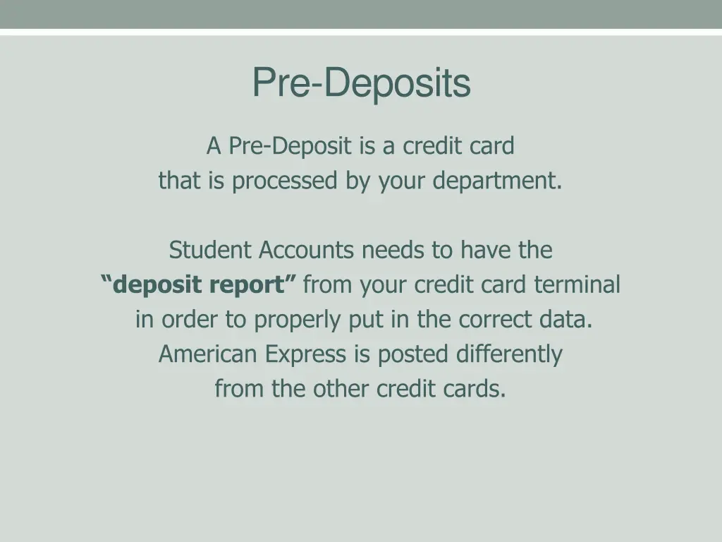 pre deposits