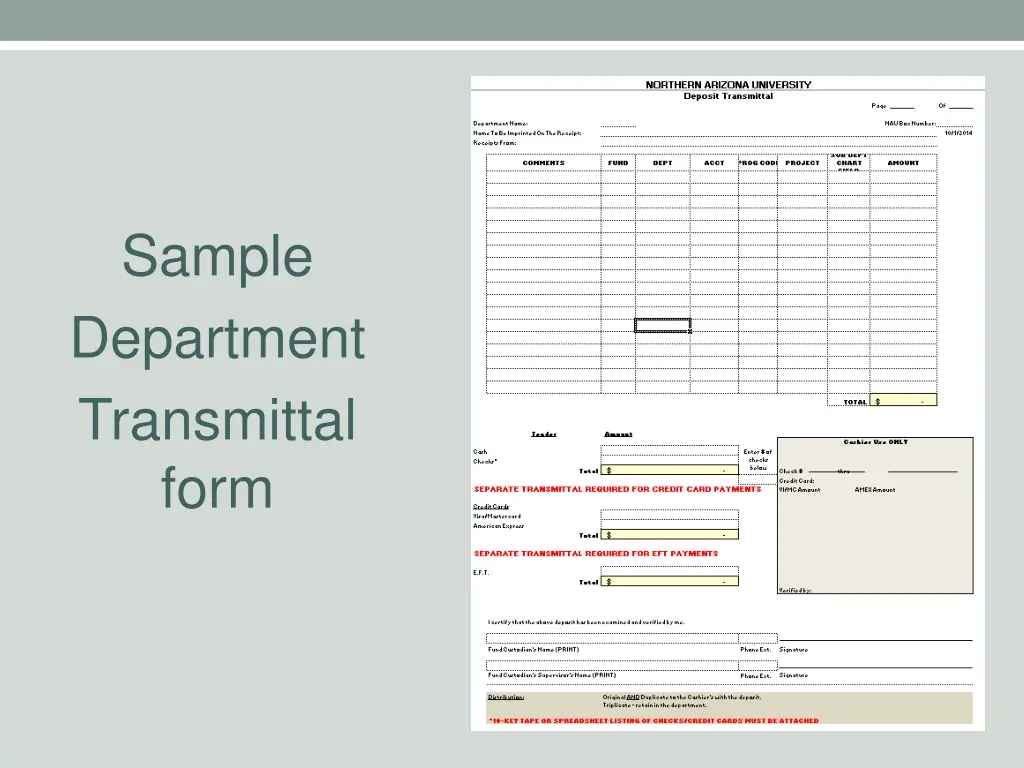 sample department transmittal form