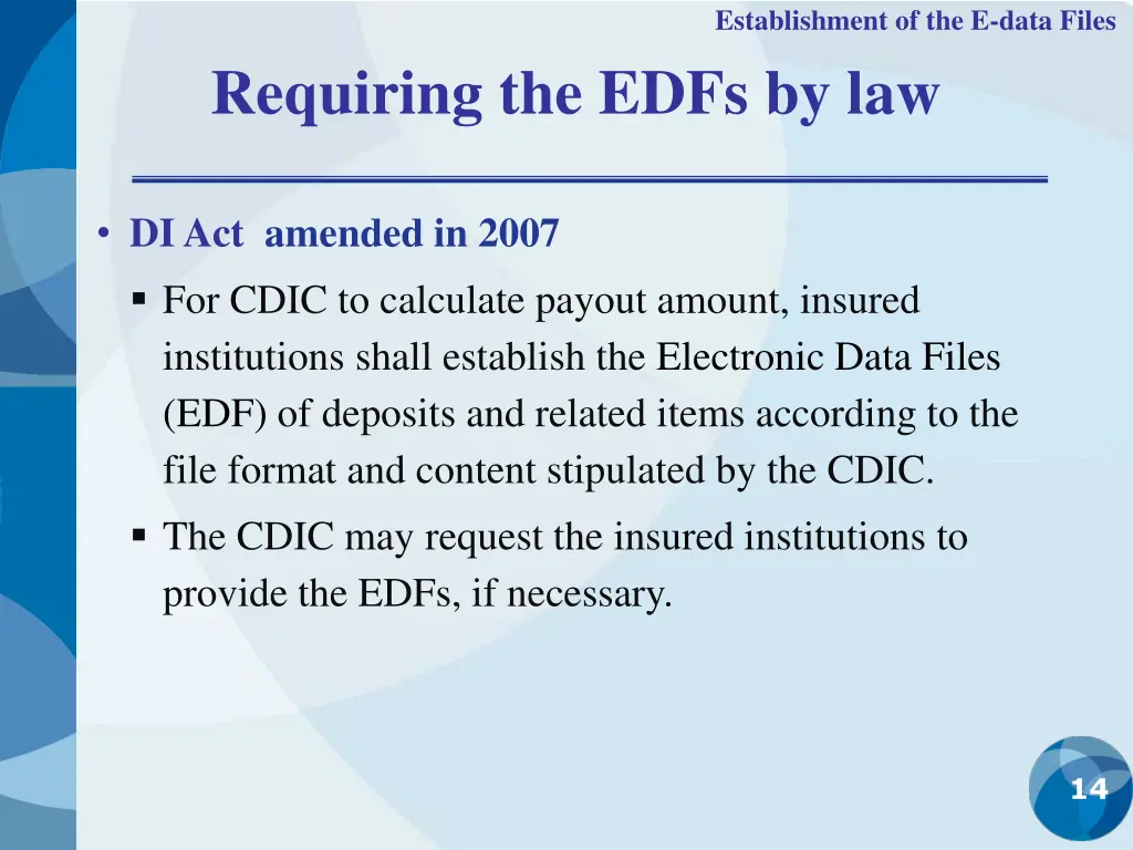 establishment of the e data files 3