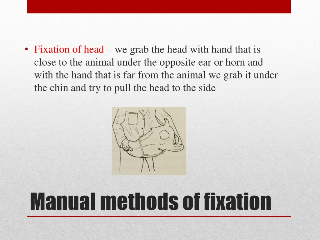 fixation of head we grab the head with hand that