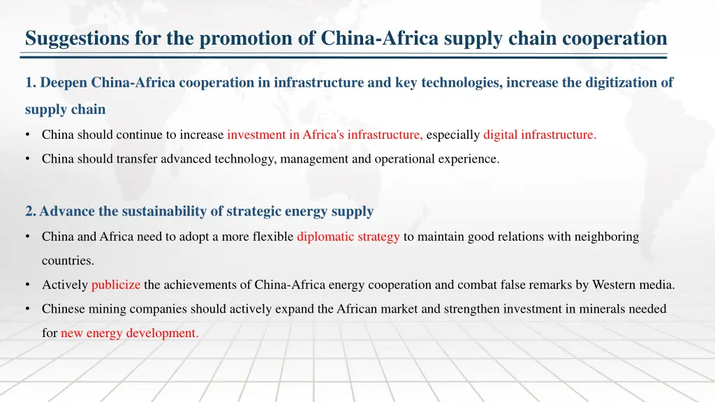 suggestions for the promotion of china africa