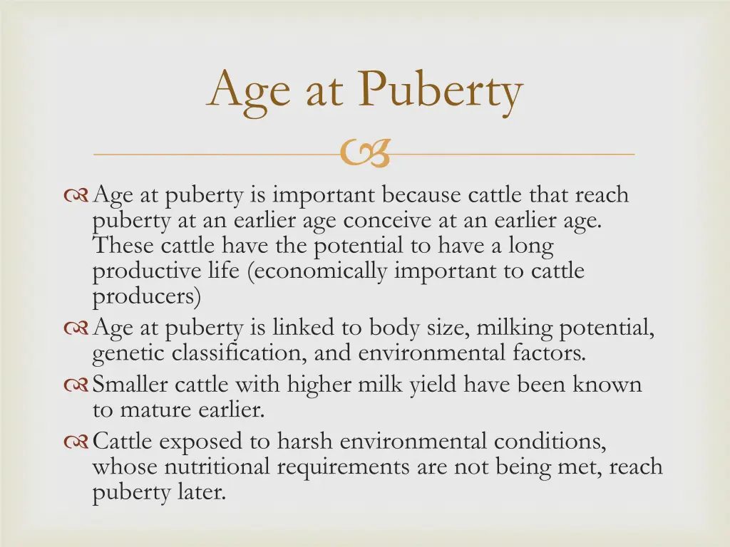 age at puberty