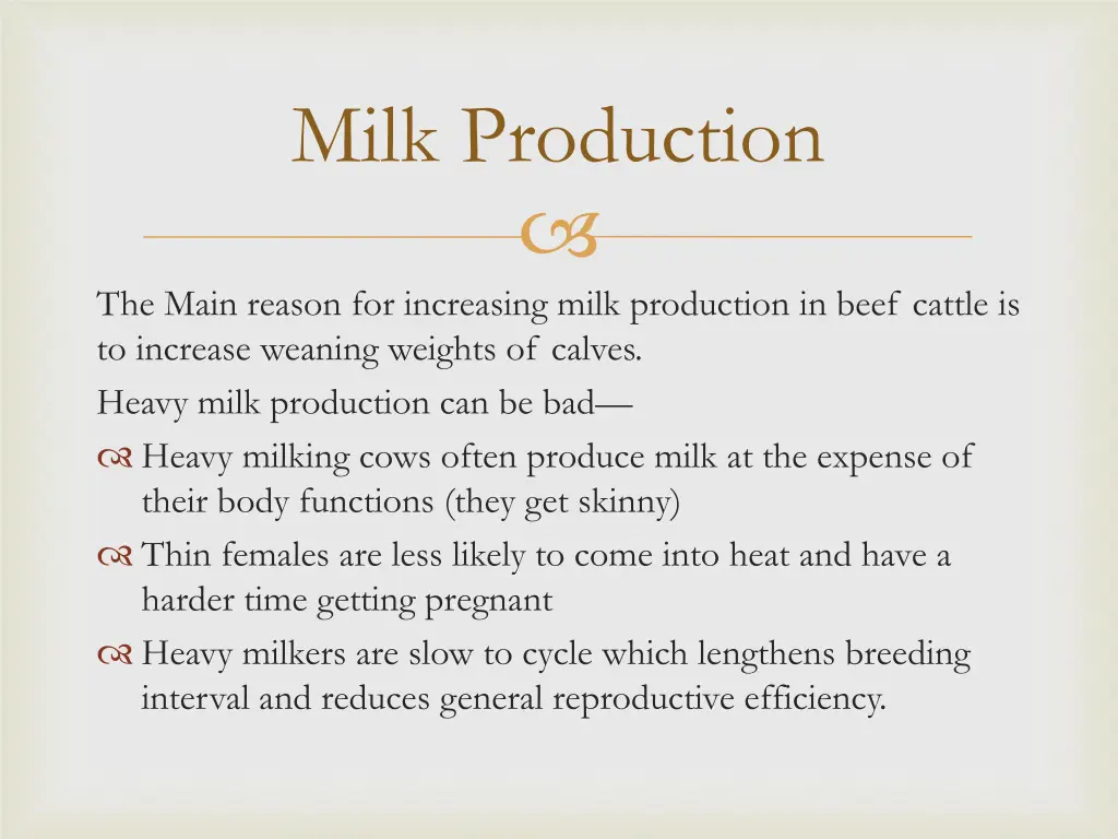 milk production