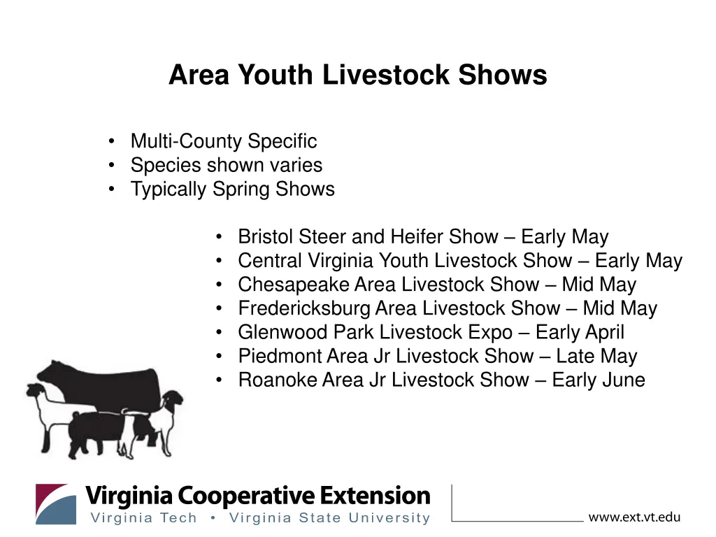 area youth livestock shows