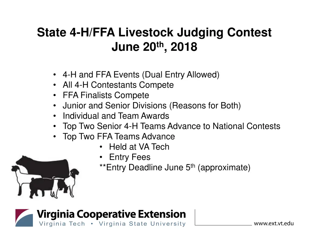 state 4 h ffa livestock judging contest june