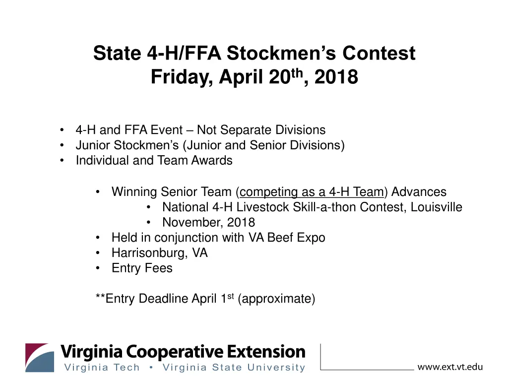 state 4 h ffa stockmen s contest friday april