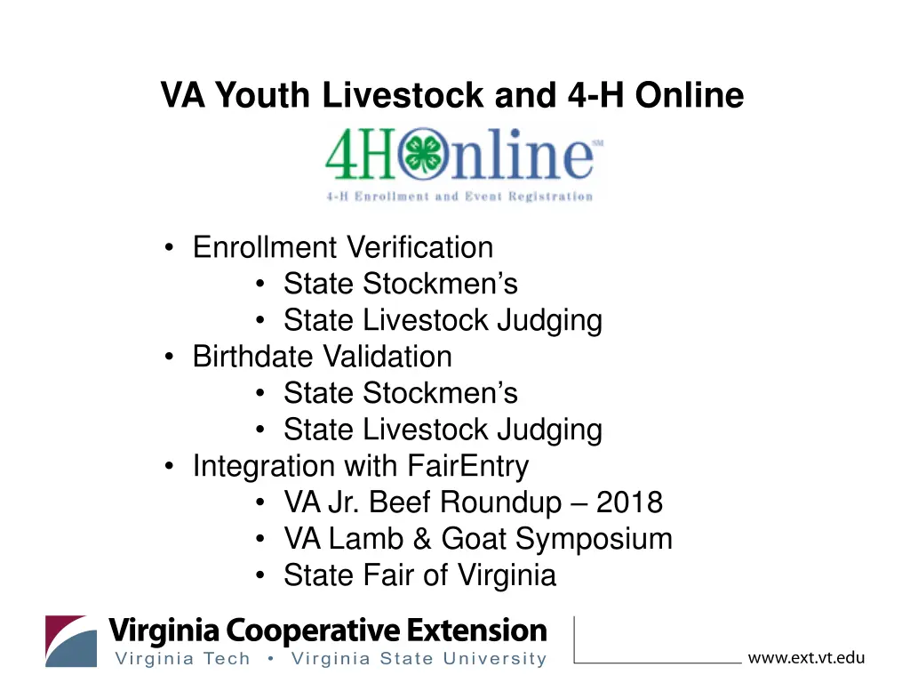 va youth livestock and 4 h online