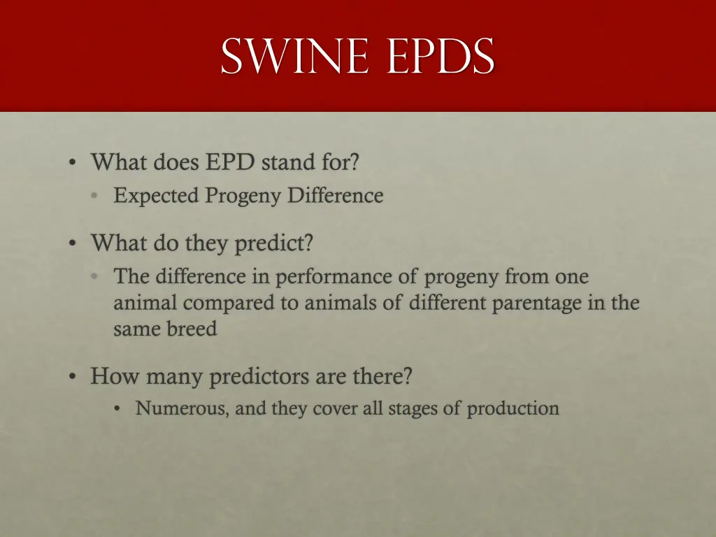 swine epds