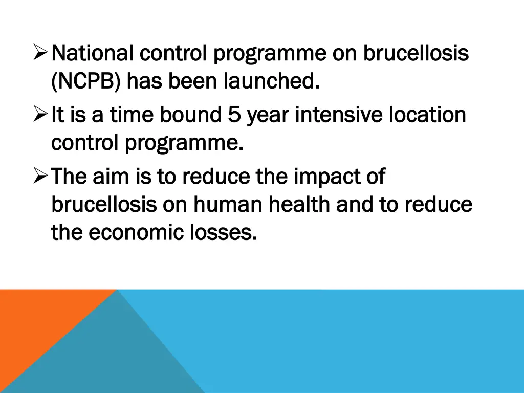 national control programme on brucellosis