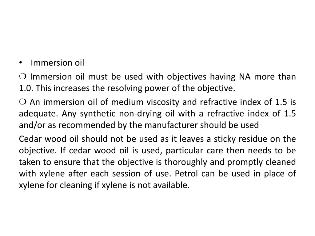 immersion oil immersion oil must be used with