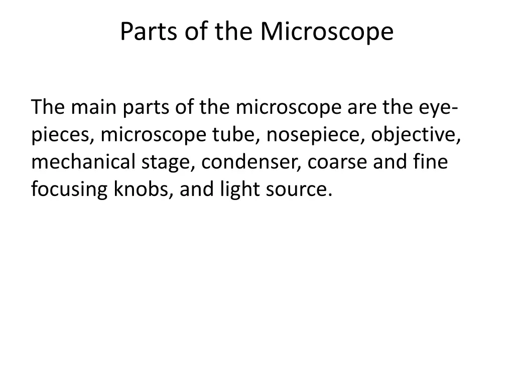 parts of the microscope