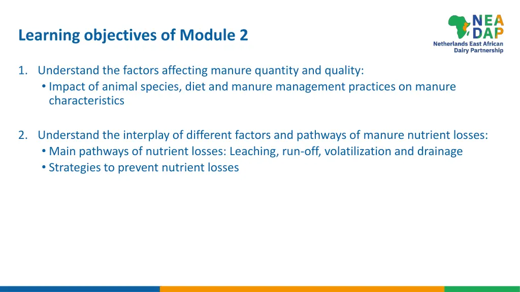 learning objectives of module 2