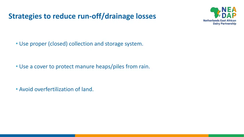 strategies to reduce run off drainage losses