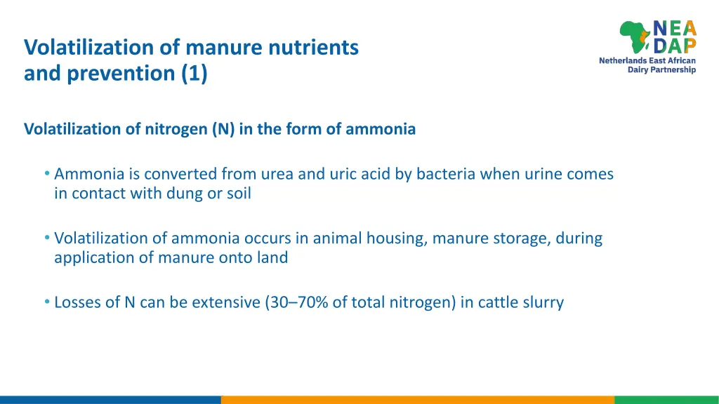 volatilization of manure nutrients and prevention