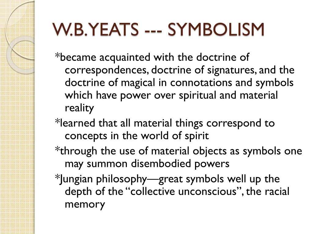 w b yeats symbolism 1