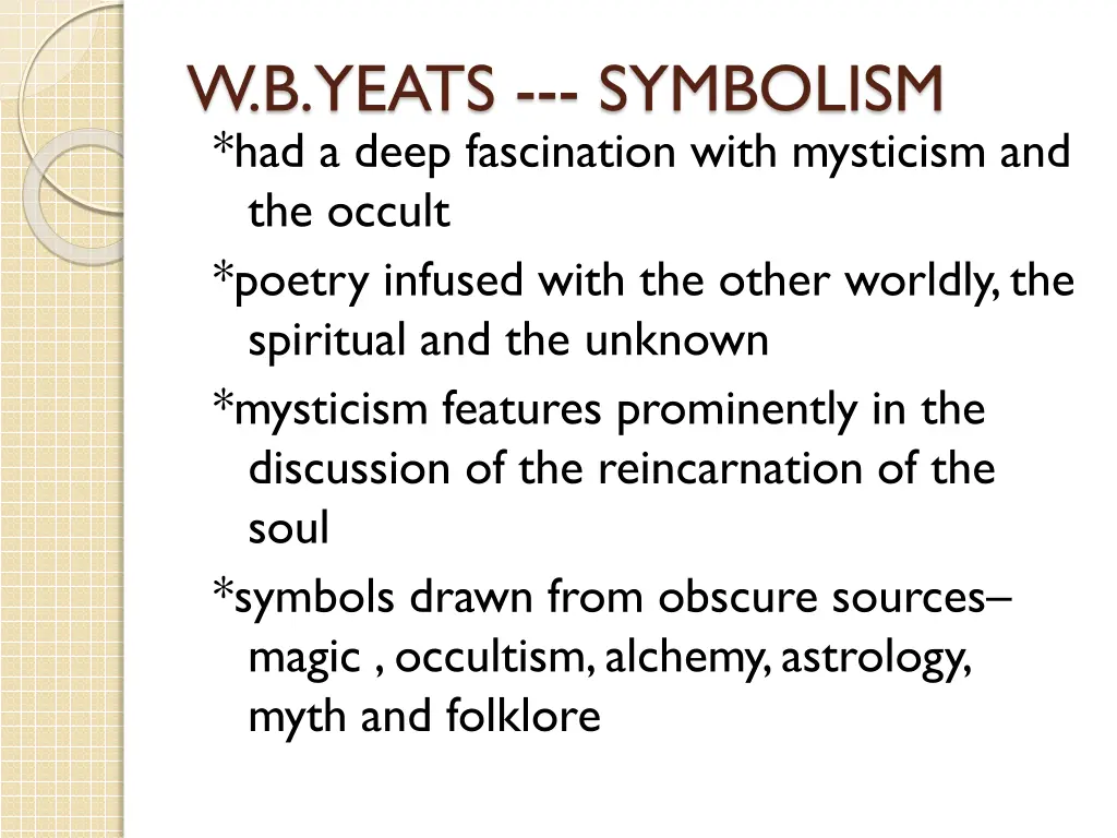 w b yeats symbolism 3