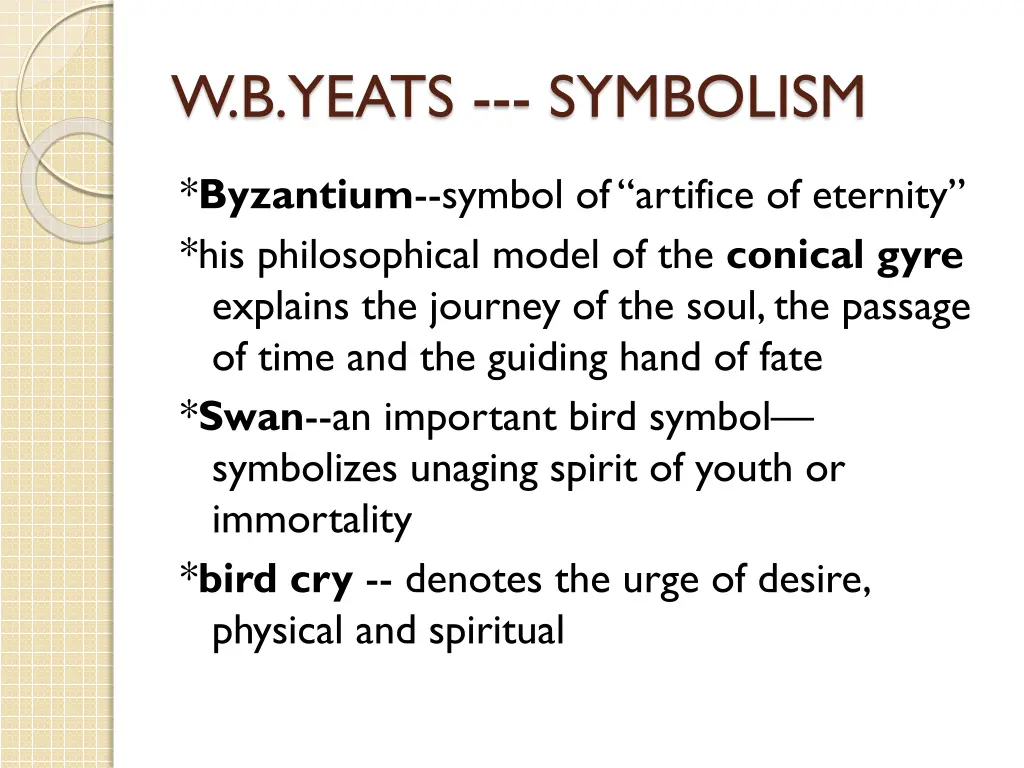 w b yeats symbolism 4