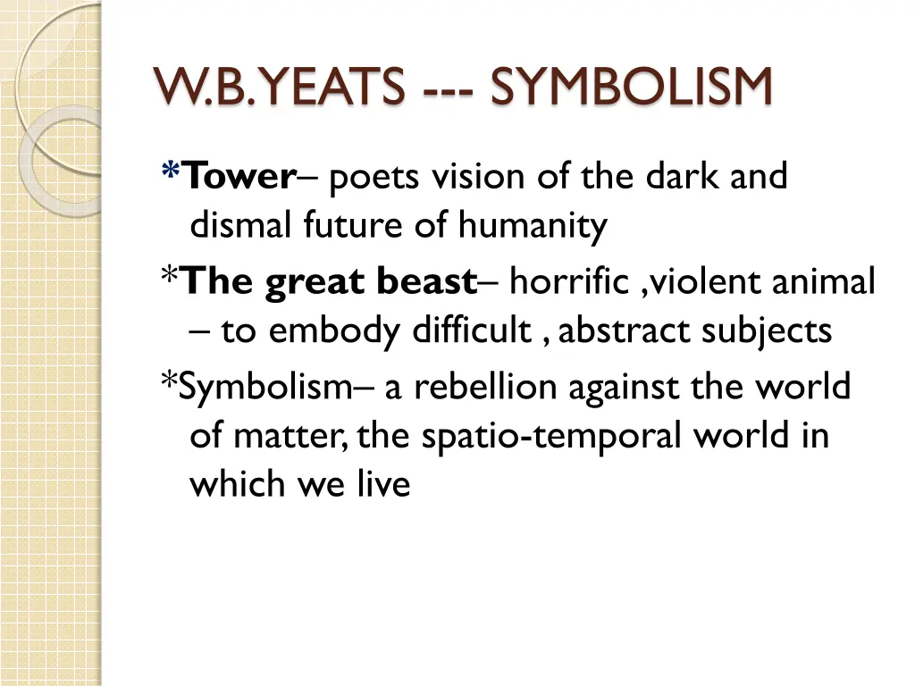 w b yeats symbolism 6