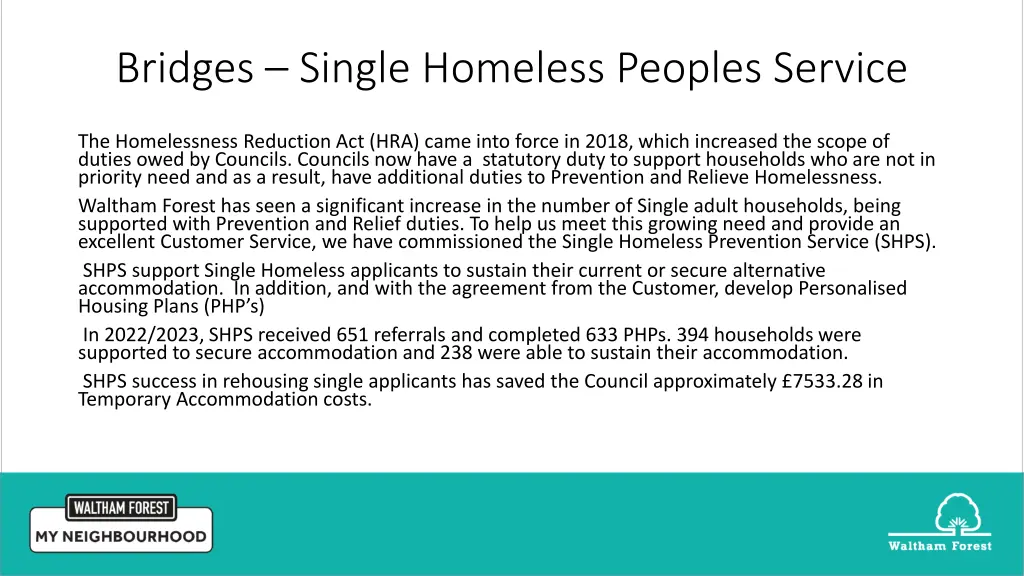 bridges single homeless peoples service