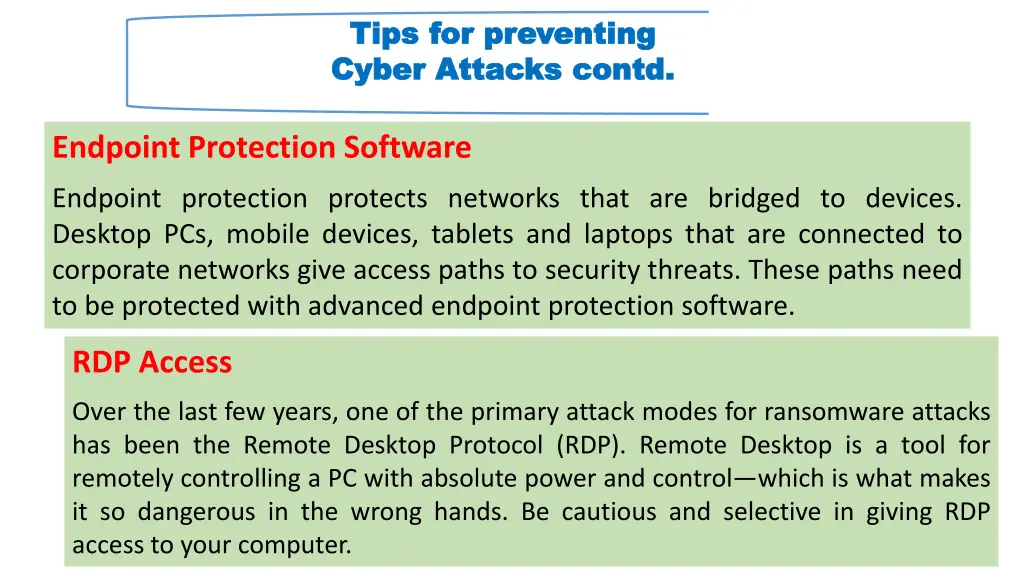 tips for preventing tips for preventing cyber 1