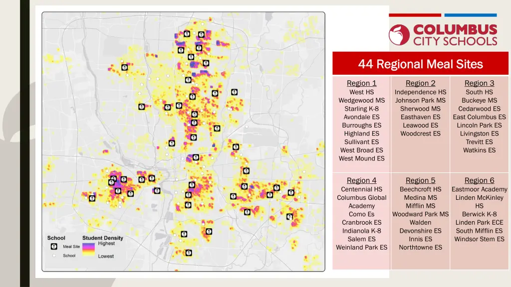 44 regional meal sites 44 regional meal sites