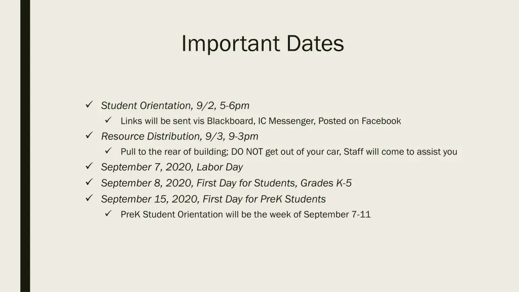 important dates