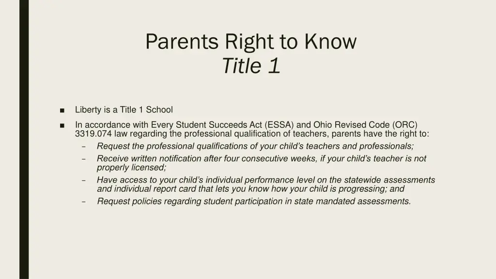 parents right to know title 1