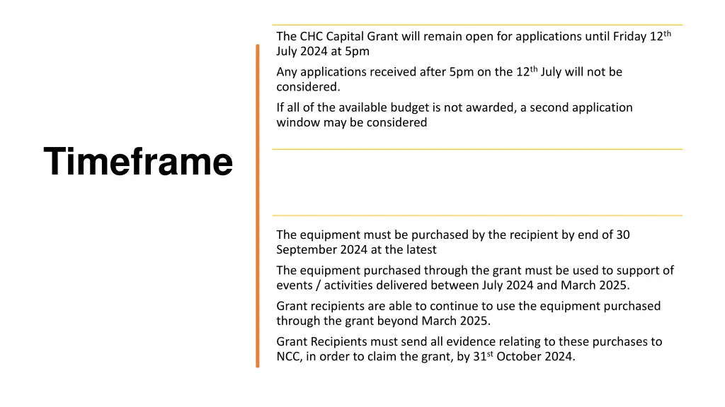 the chc capital grant will remain open