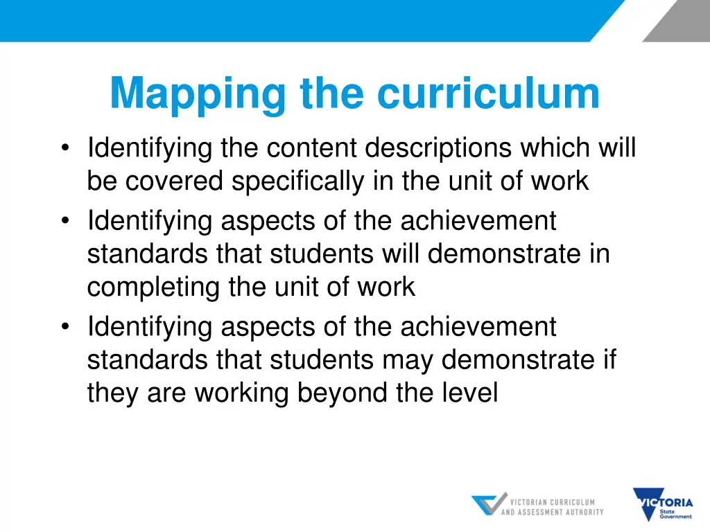 mapping the curriculum identifying the content