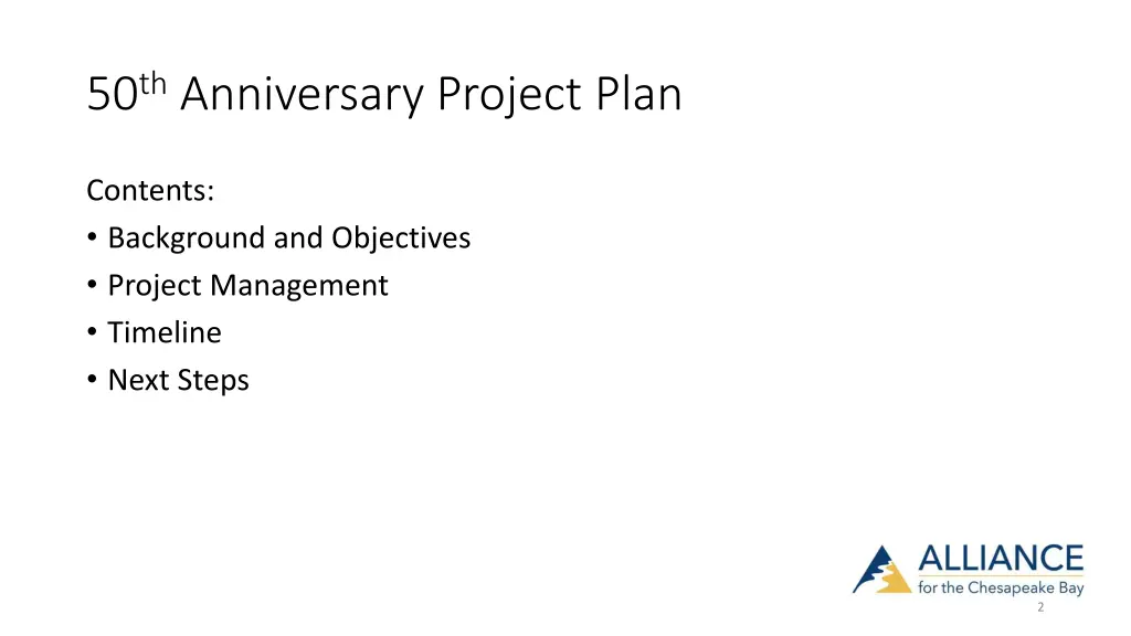 50 th anniversary project plan 1