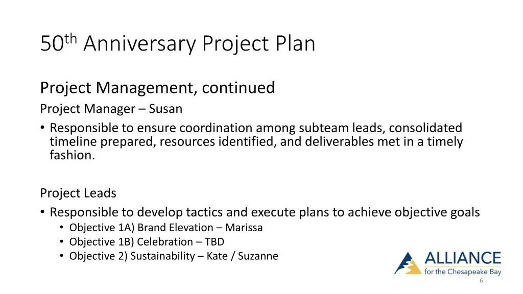 50 th anniversary project plan 5