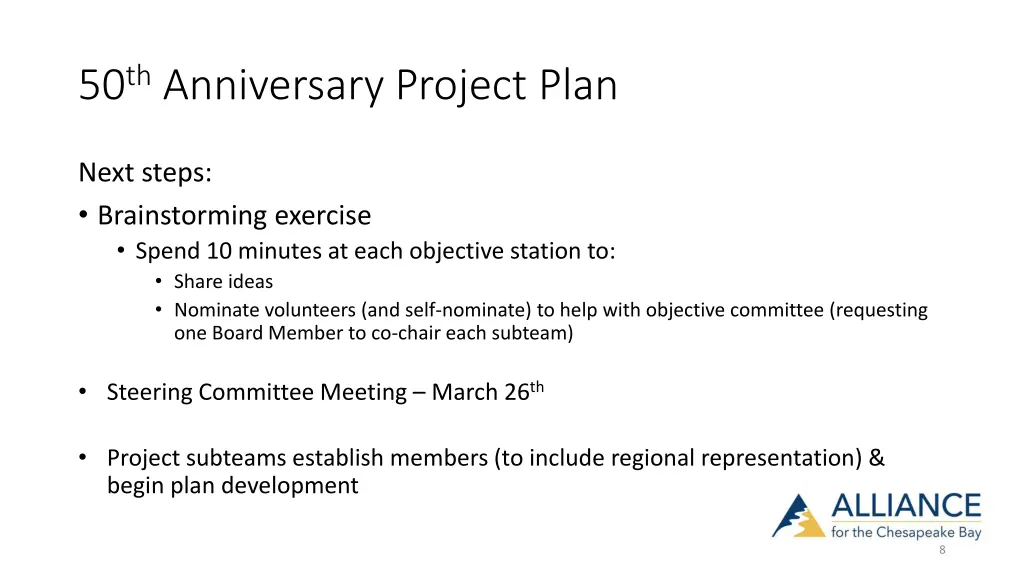 50 th anniversary project plan 7