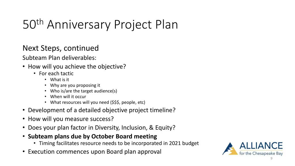 50 th anniversary project plan 8